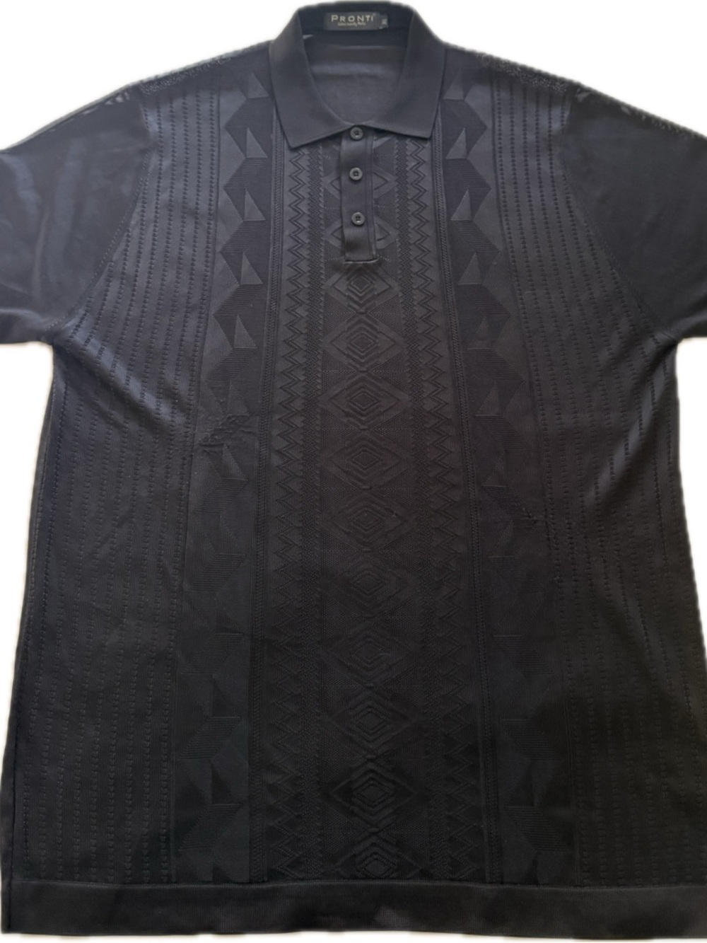 Men's Black Textured Polo Shirt size XL